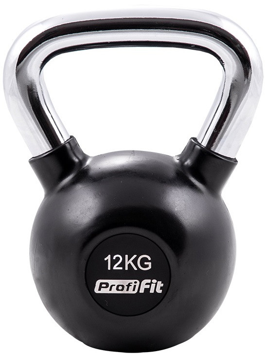 Гиря обрезиненная с хромированной ручкой Profi-Fit, 12 кг