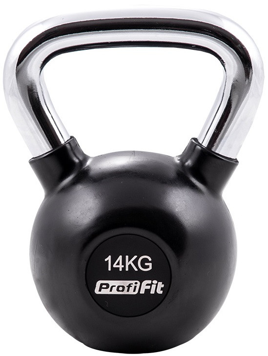 Гиря обрезиненная с хромированной ручкой Profi-Fit, 14 кг