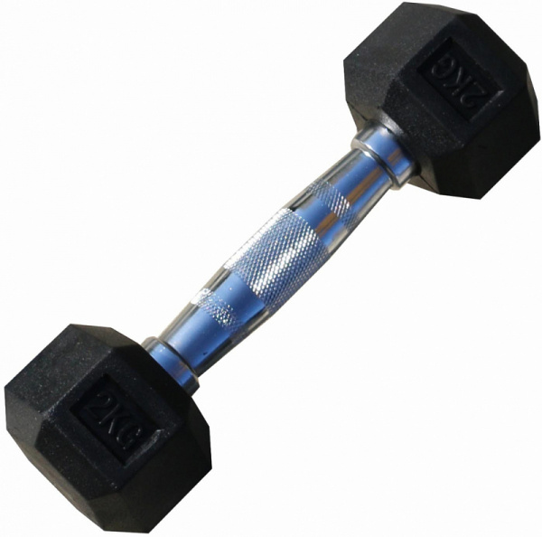 Гантель гексагональная обрезиненная PROFI-FIT 2 кг